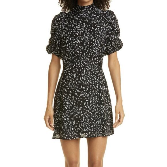 Ted Baker Exaggerated Sleeve Abstract Cat Print Mini Dress Sz 2 US S Black Raayy - Picture 16 of 16
